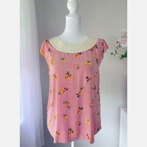 Together Clothing Sz S Too Adorable Oranges Print Shirt Top